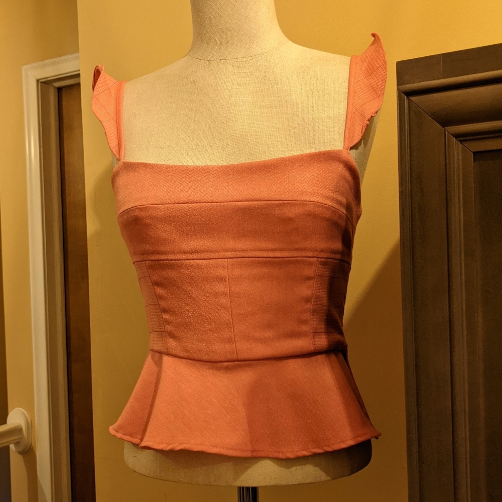 XS bcbg maxazria Coral Salmon corset top Cottagecore feminine renaissance themed